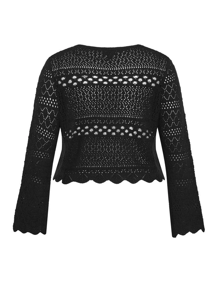 Crochet Love Tie Front Top in Black image 4