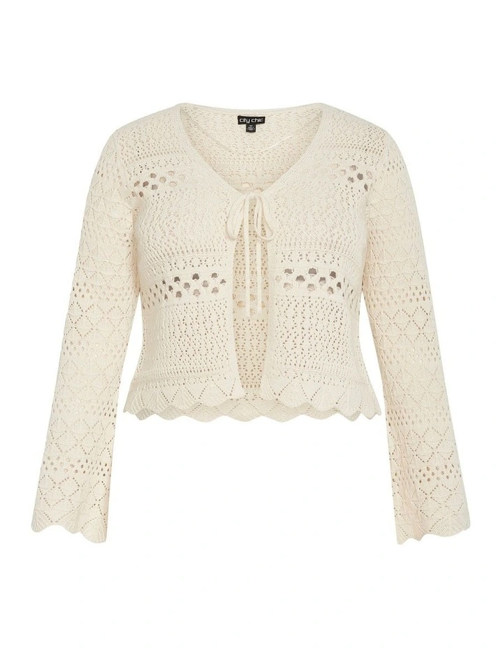 Crochet Love Tie Front Top in Butter image 3