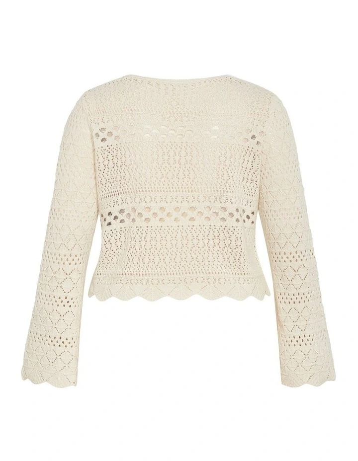 Crochet Love Tie Front Top in Butter image 4