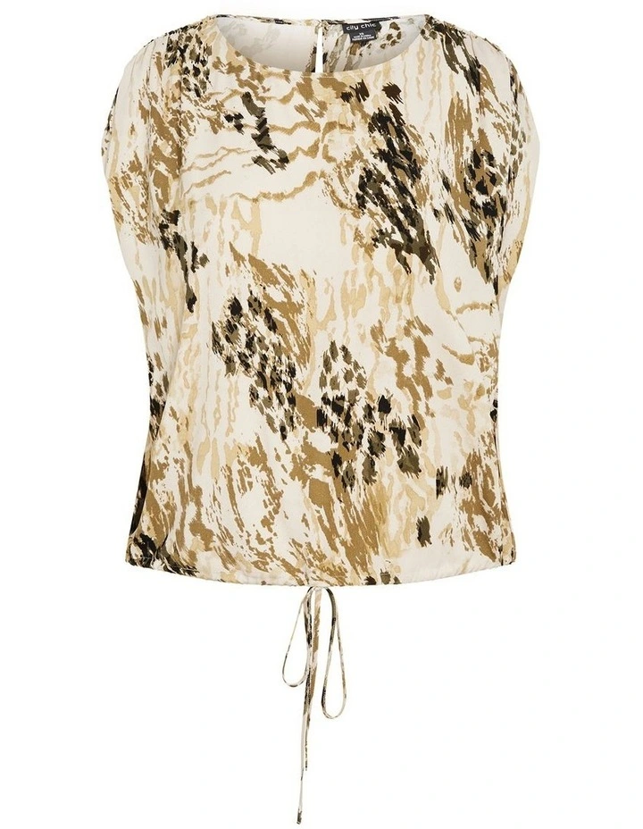 Elise Print Top in Beige image 3