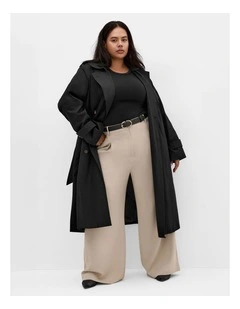 Kayla Longline Cotton Trench in Black