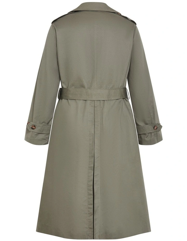 Kayla Longline Cotton Trench in Olive image 4