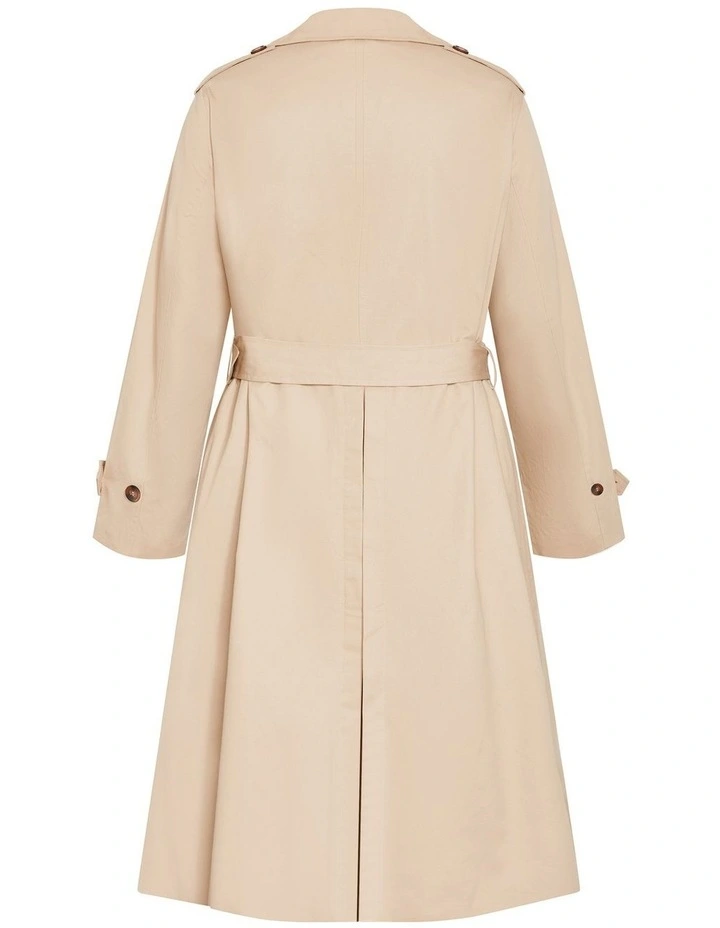 Kayla Longline Cotton Trench in Taupe image 4