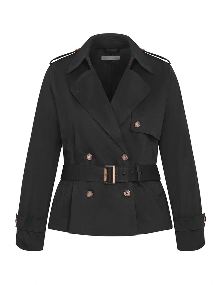 Leah Crop Trench in Black image 3