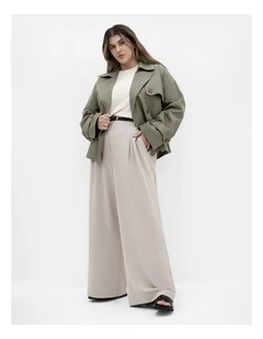 Leah Crop Trench in Olive