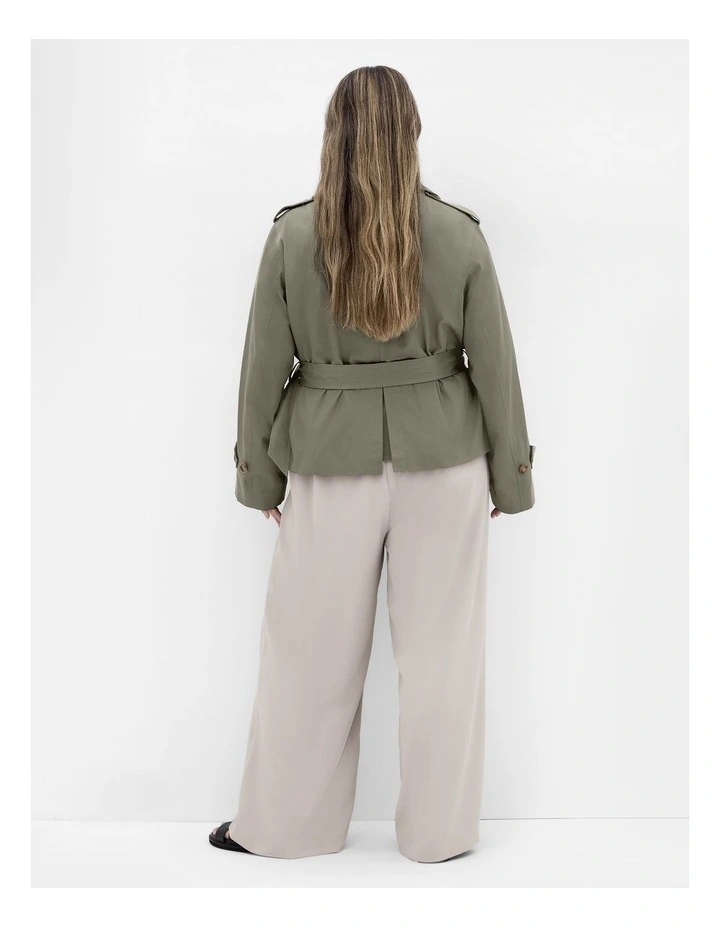 Leah Crop Trench in Olive image 2
