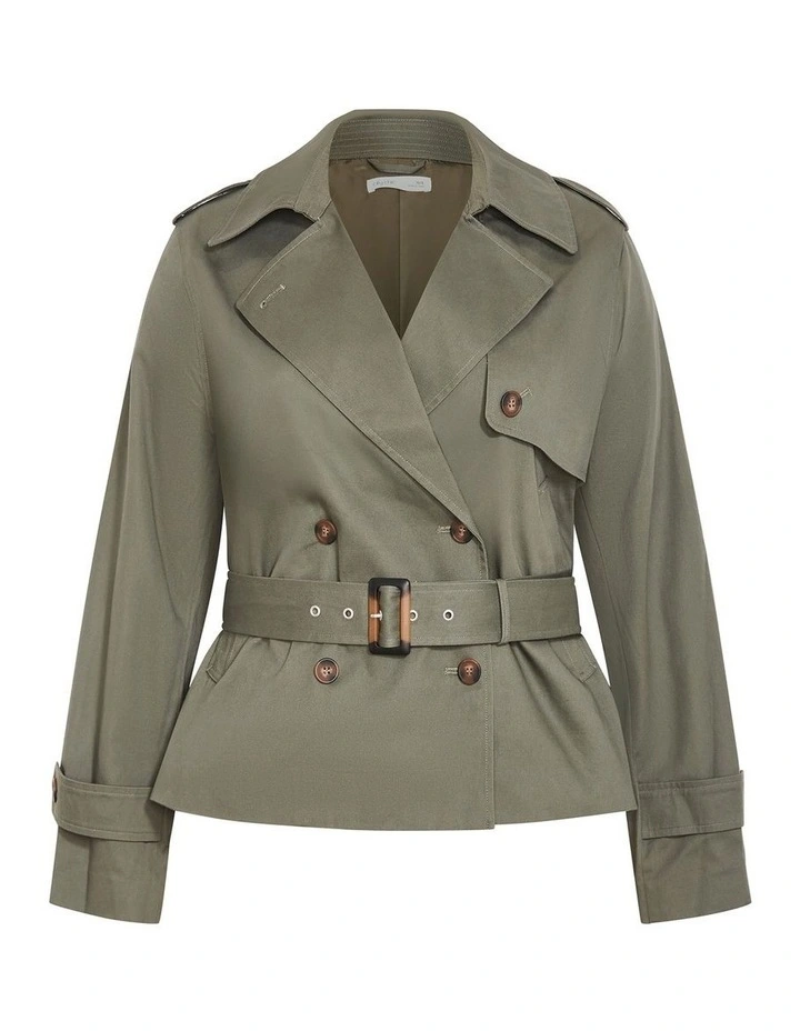 Leah Crop Trench in Olive image 3