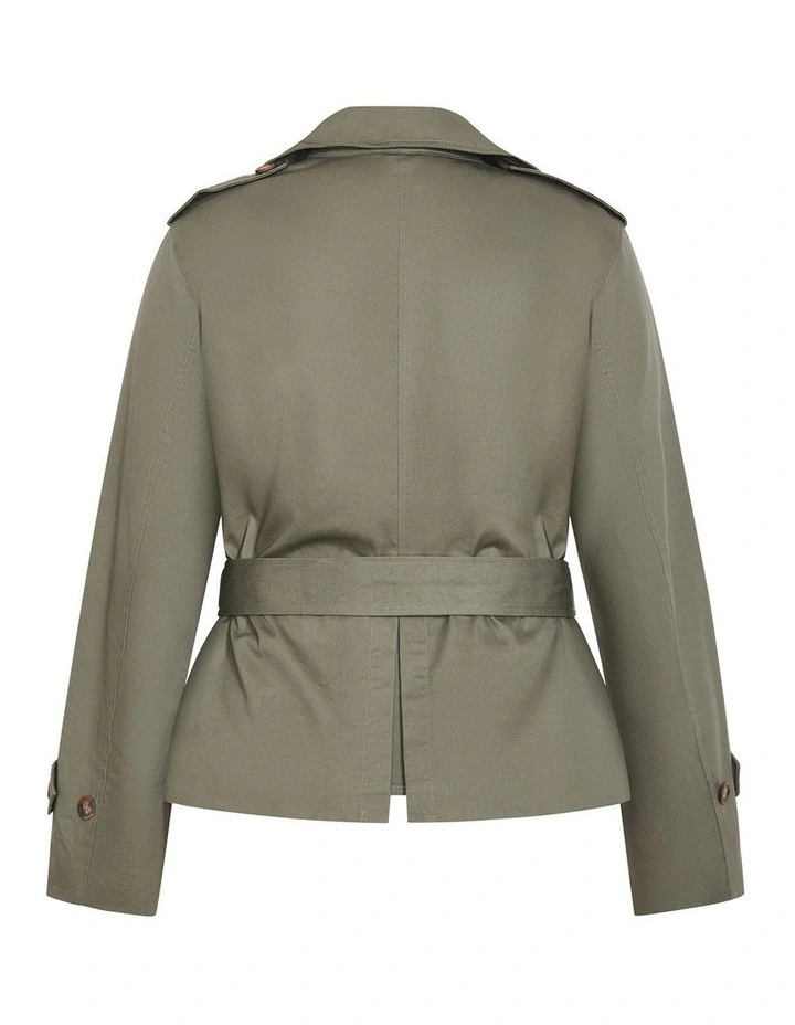 Leah Crop Trench in Olive image 4
