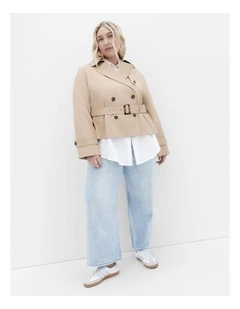 Leah Crop Trench in Taupe