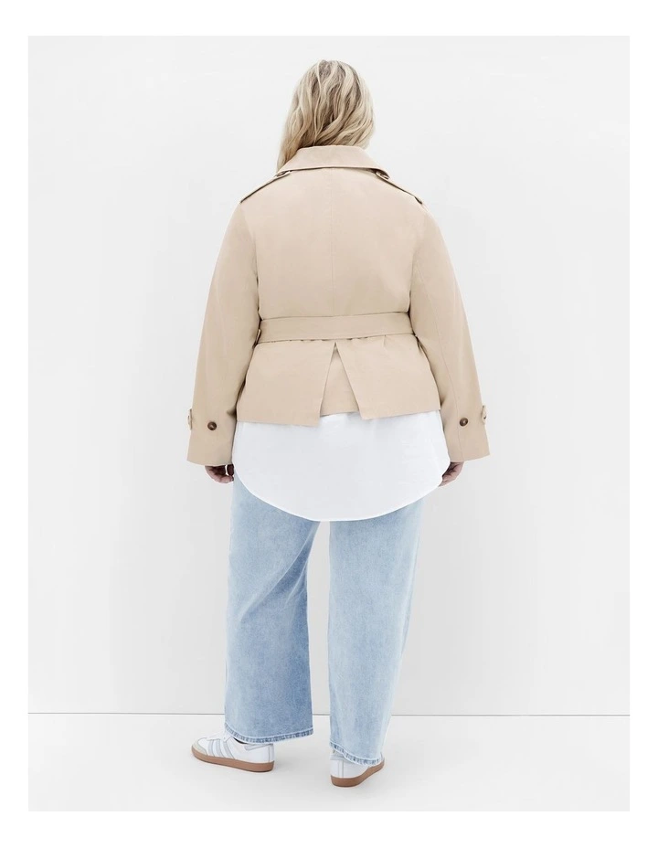 Leah Crop Trench in Taupe image 2