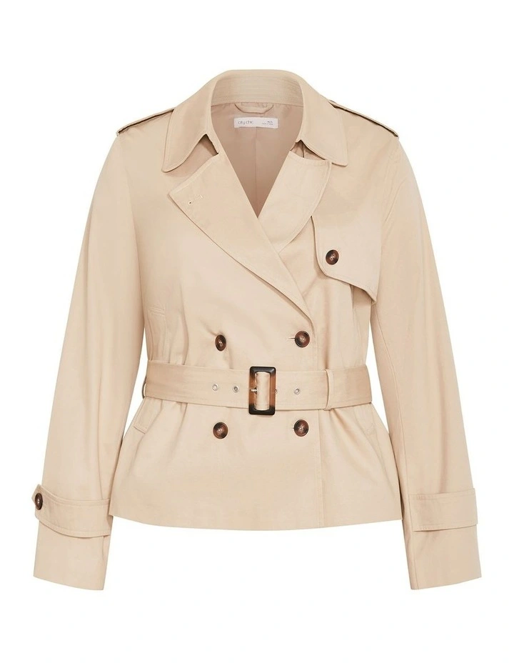 Leah Crop Trench in Taupe image 3