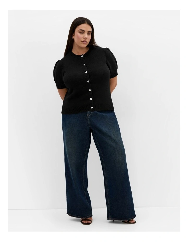 Elle Short Sleeve Cardigan in Black image 1