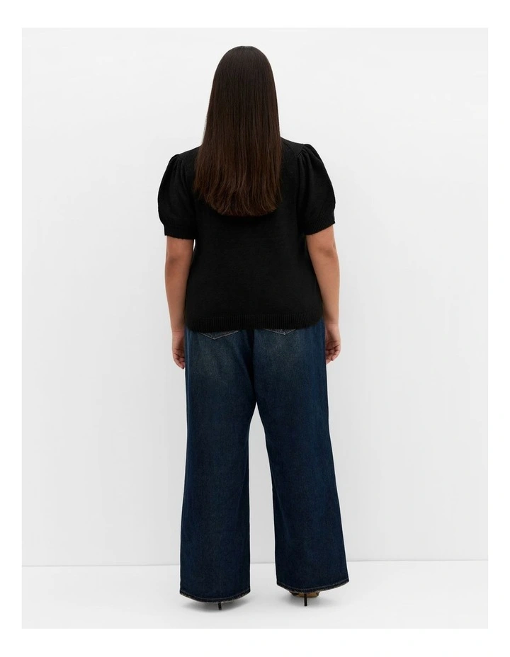 Elle Short Sleeve Cardigan in Black image 2