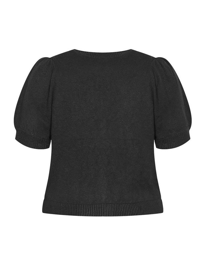 Elle Short Sleeve Cardigan in Black image 4