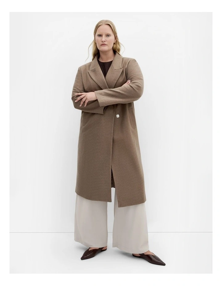Naomi Longline Coat in Taupe image 1