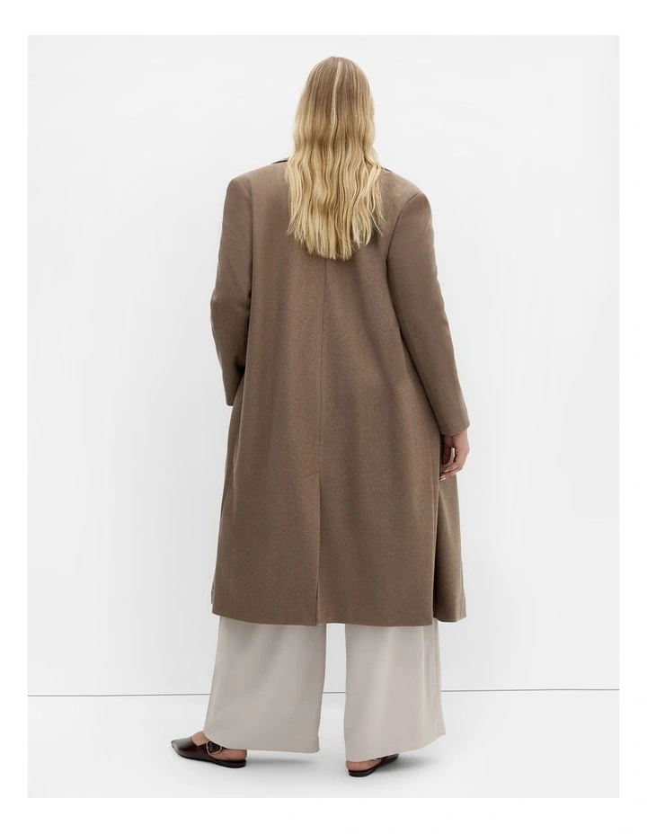 Naomi Longline Coat in Taupe image 2