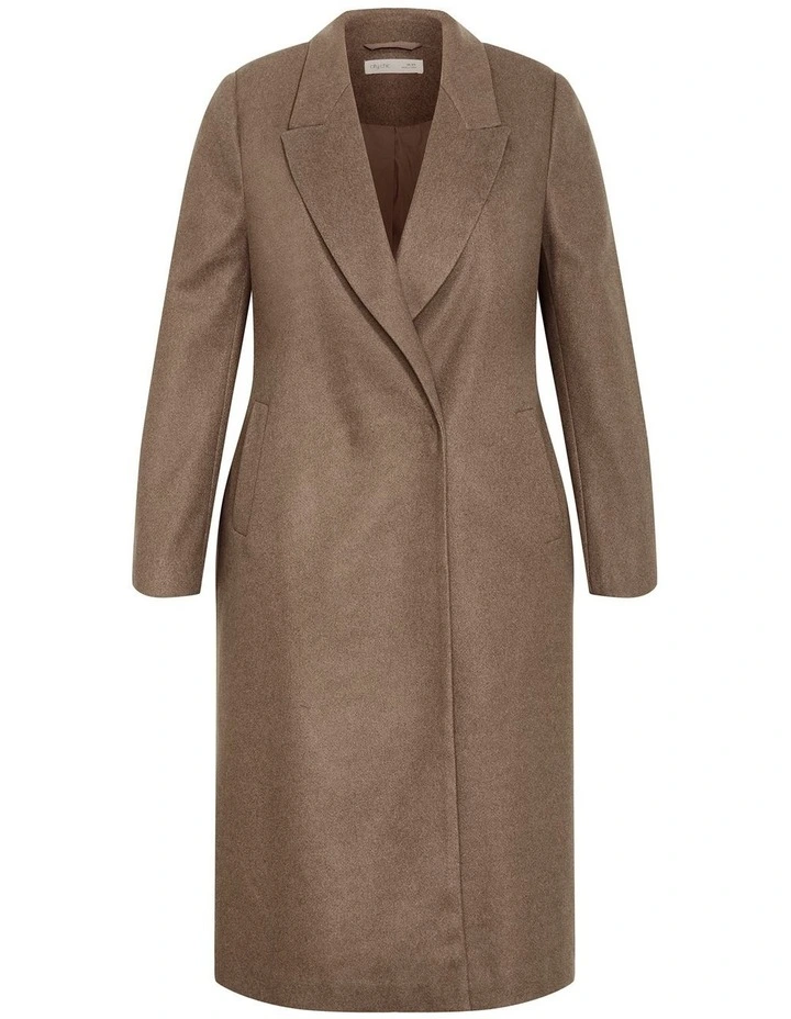 Naomi Longline Coat in Taupe image 3