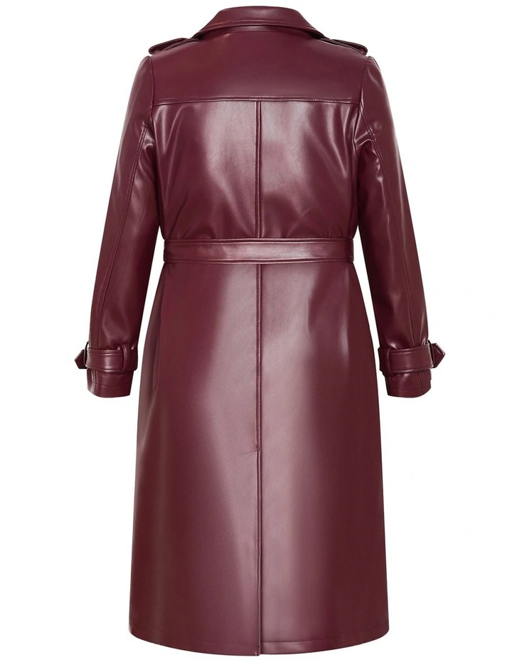 Tori Faux Leather Trench in Bordeaux image 4