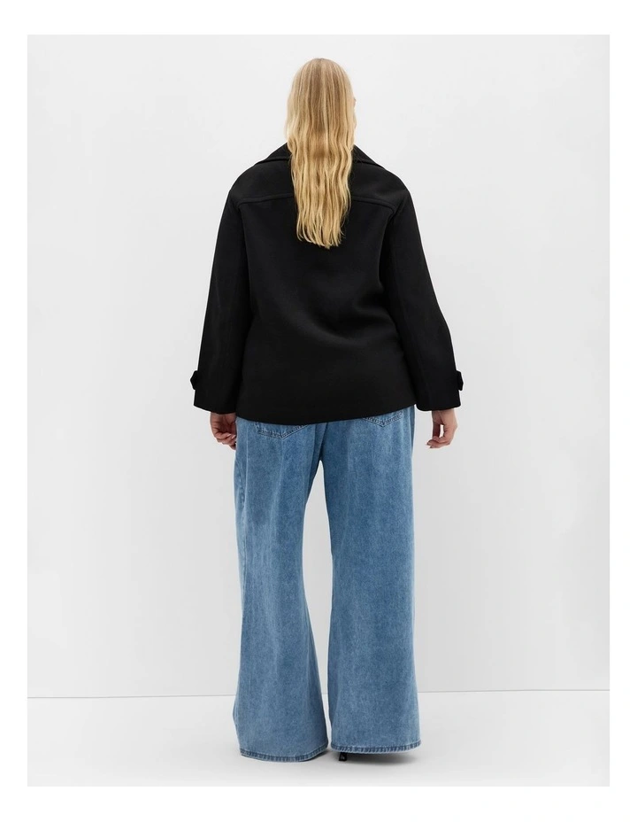 Lola Short Melton Coat in Black image 2