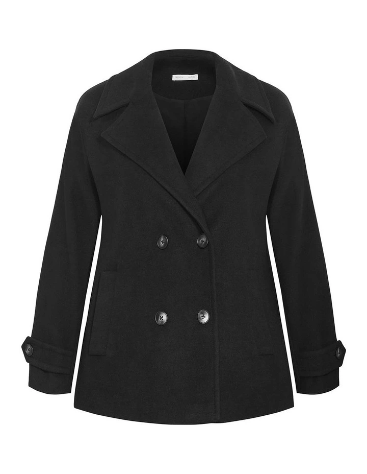 Lola Short Melton Coat in Black image 3