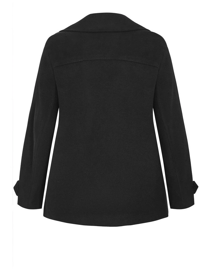 Lola Short Melton Coat in Black image 4