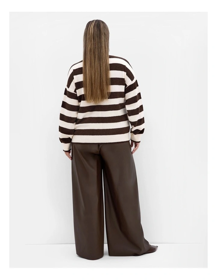 Halle Stripe Knit Jumper in Cream image 2