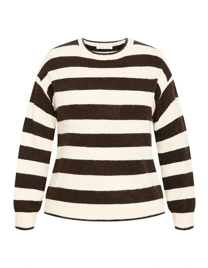 Halle Stripe Knit Jumper in Cream image 3