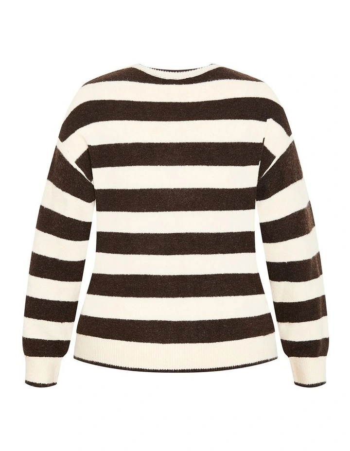 Halle Stripe Knit Jumper in Cream image 4