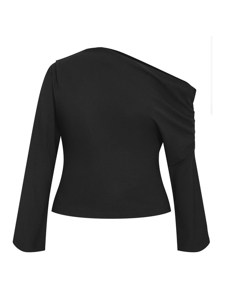 Imani Off Shoulder Long Sleeve Top in Black image 3