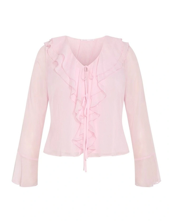 Luscious Sheer Ruffles Top in Pout Pink image 3