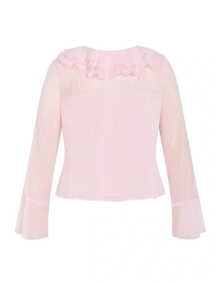 Luscious Sheer Ruffles Top in Pout Pink image 4