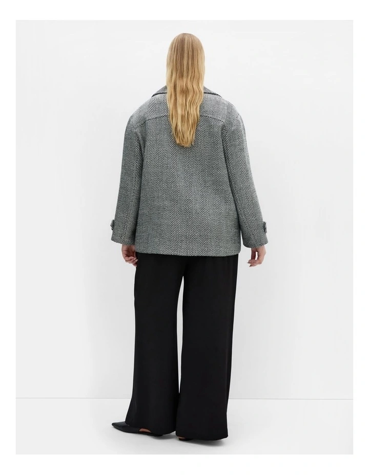 Lola Short Herringbone Melton Coat in Black image 2