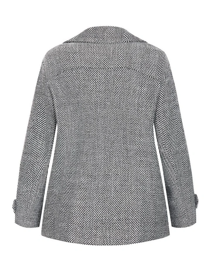 Lola Short Herringbone Melton Coat in Black image 4