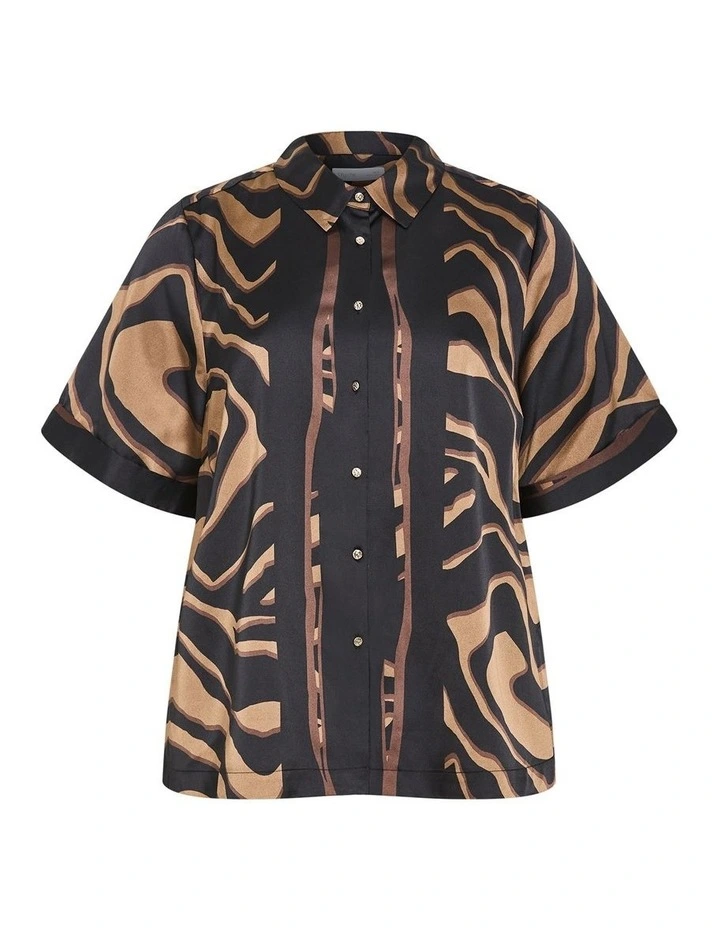 Cara Abstract Print Shirt in Cocoa image 3
