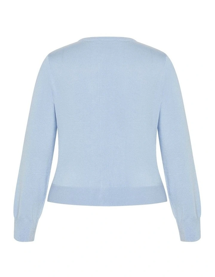 Ellie Crew Neck Knit Cardigan in Sky Blue image 4
