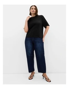 Oversized Crew Neck Tee in Black