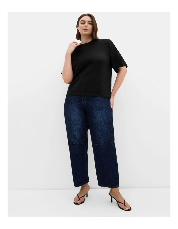 Oversized Crew Neck Tee in Black image 1