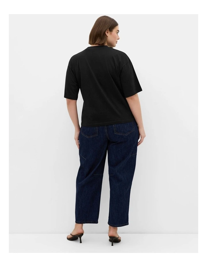 Oversized Crew Neck Tee in Black image 2