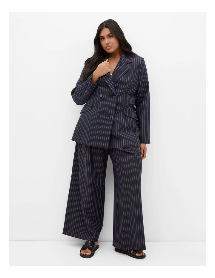 Karla Pinstripe Blazer in Navy image 1