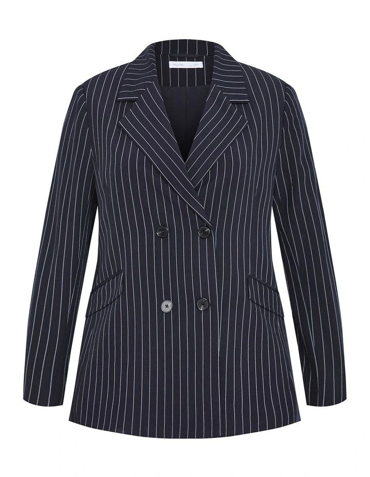 Karla Pinstripe Blazer in Navy image 3