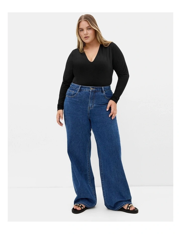 Amelia Long Sleeve Bodysuit in Black image 1