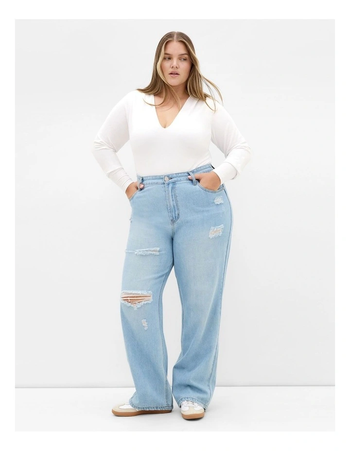 Amelia Long Sleeve Bodysuit in White image 1