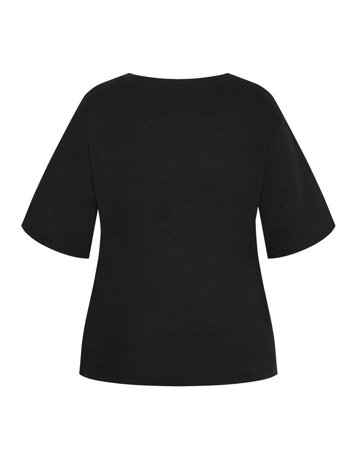 Oversized V-Neck Tee in Black image 4