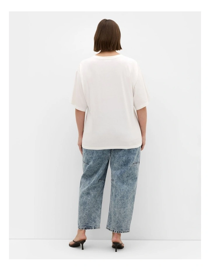 Oversized V-Neck Tee in Ivory image 2