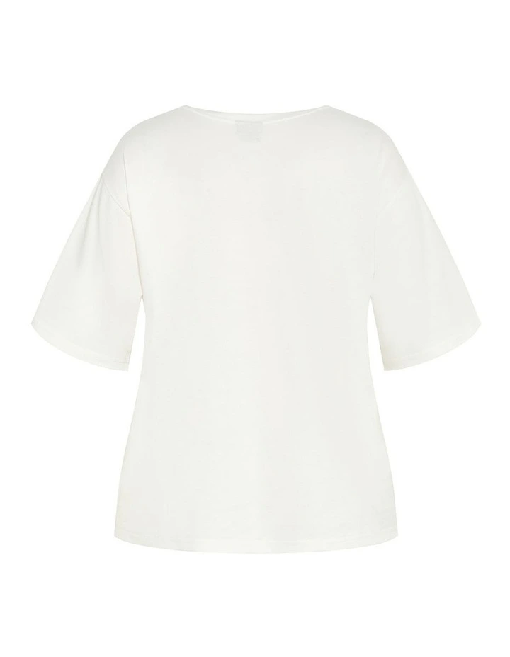 Oversized V-Neck Tee in Ivory image 4