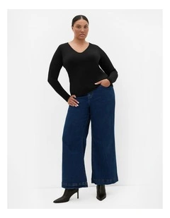 Annie V Neck Top in Black