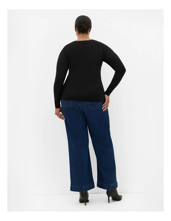 Annie V Neck Top in Black image 2