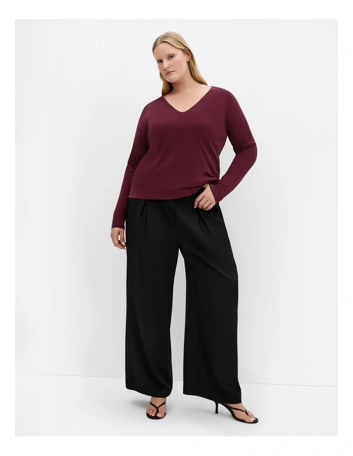 Annie V Neck Top in Bordeaux image 1