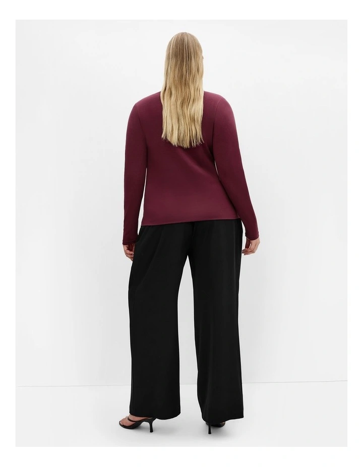Annie V Neck Top in Bordeaux image 2