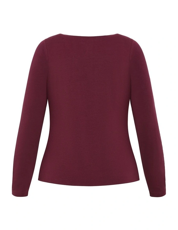 Annie V Neck Top in Bordeaux image 4